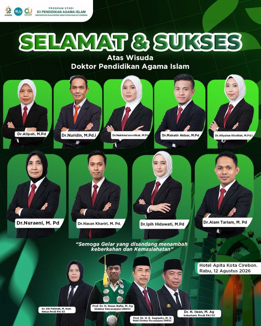 Prodi S3 Pendidikan Agama Islam UIN Siber Syekh Nurjati Cirebon Luluskan 9 Doktor Baru pada Sidang Senat Terbuka Wisuda ke-5